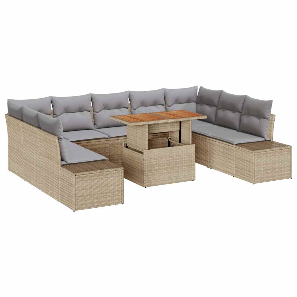 Garten Essgruppe mit Kissen 10 pcs Schwarz und Creme