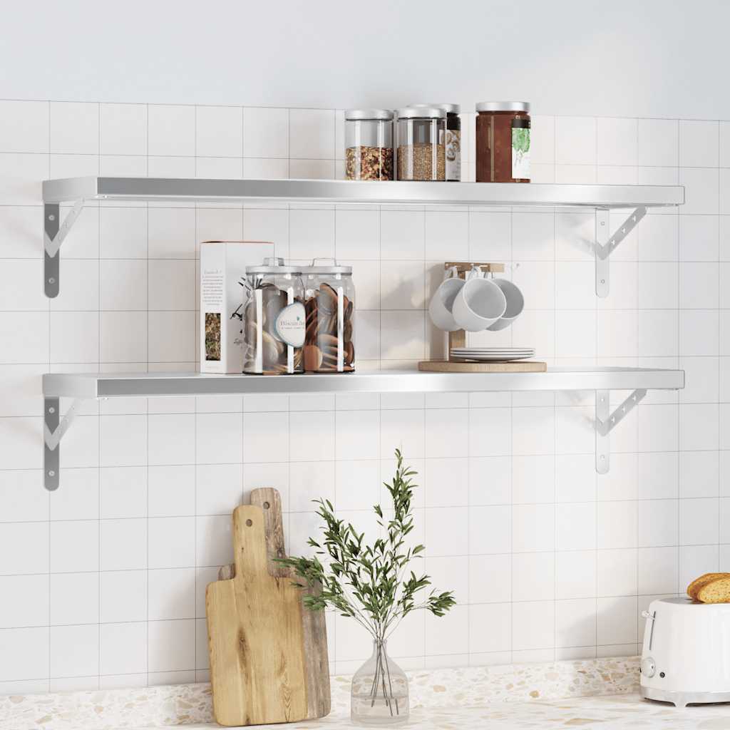Wandregale 2 Stk. 100x40 cm Silbern Edelstahl