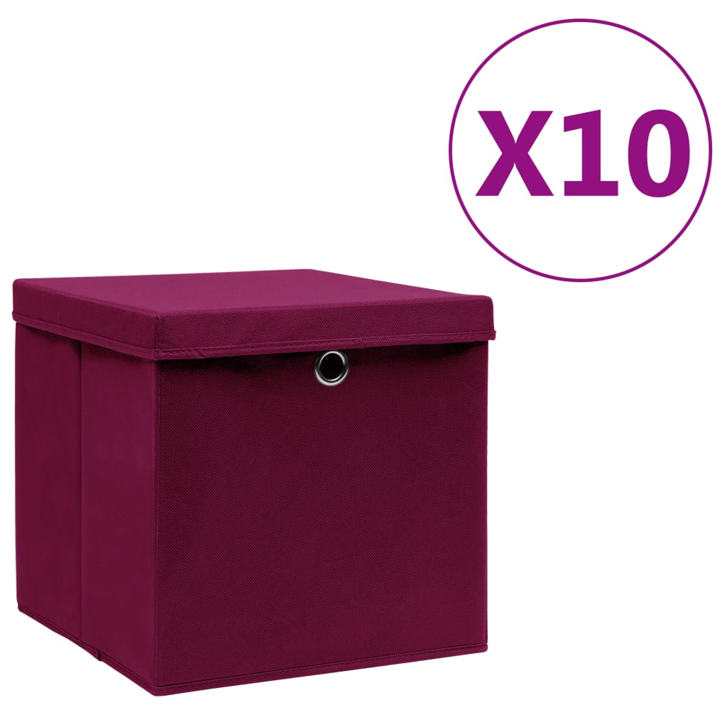 Aufbewahrungsboxen mit Deckeln 10 Stk. 28x28x28 cm Schwarz