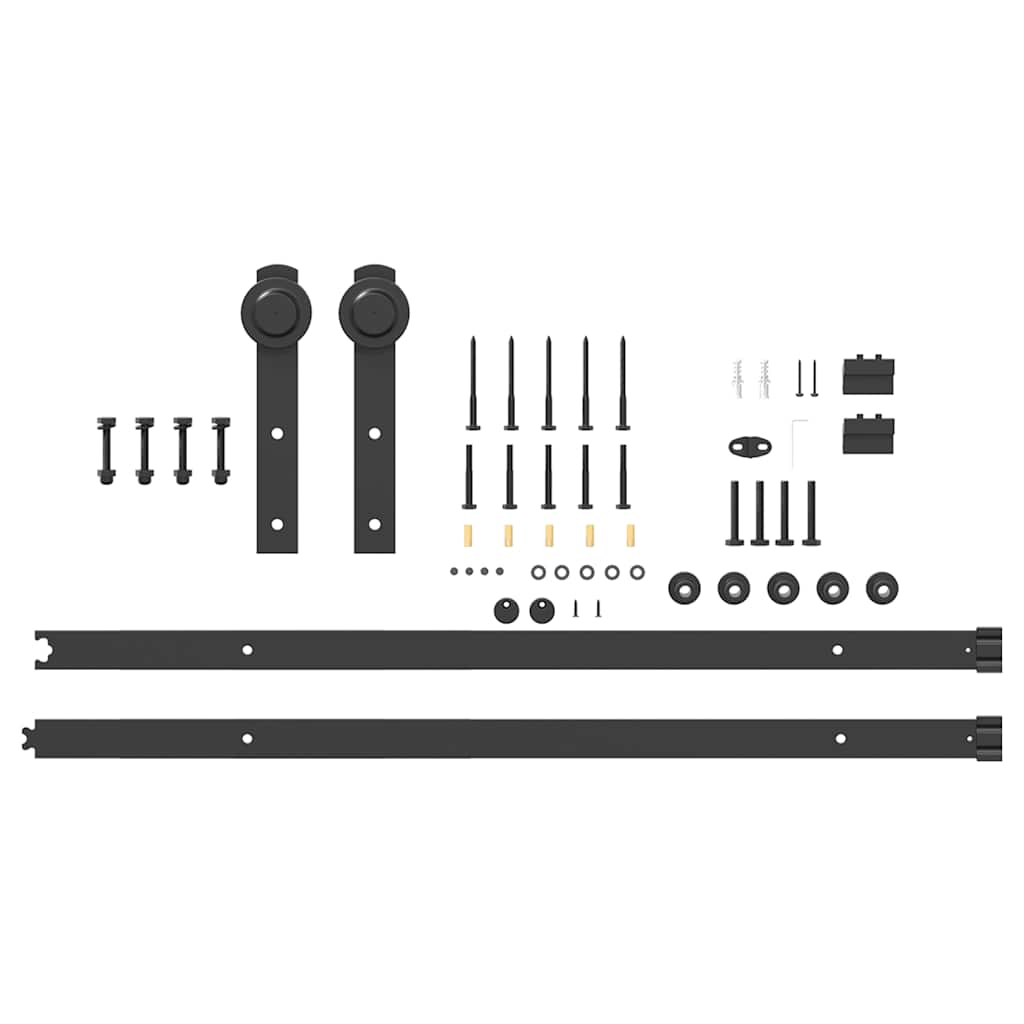 Schiebetürbeschlag-Set 183 cm Stahl Schwarz