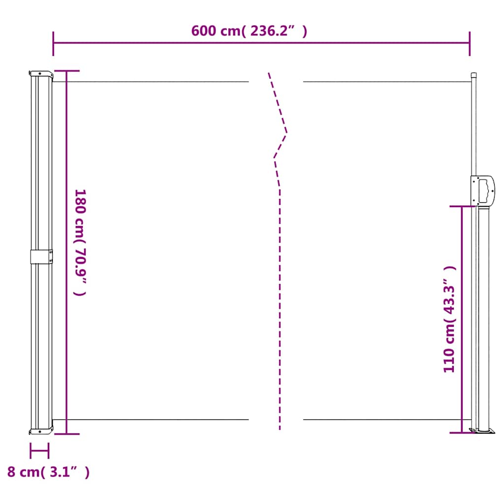 Seitenmarkise Ausziehbar Schwarz 100x300 cm