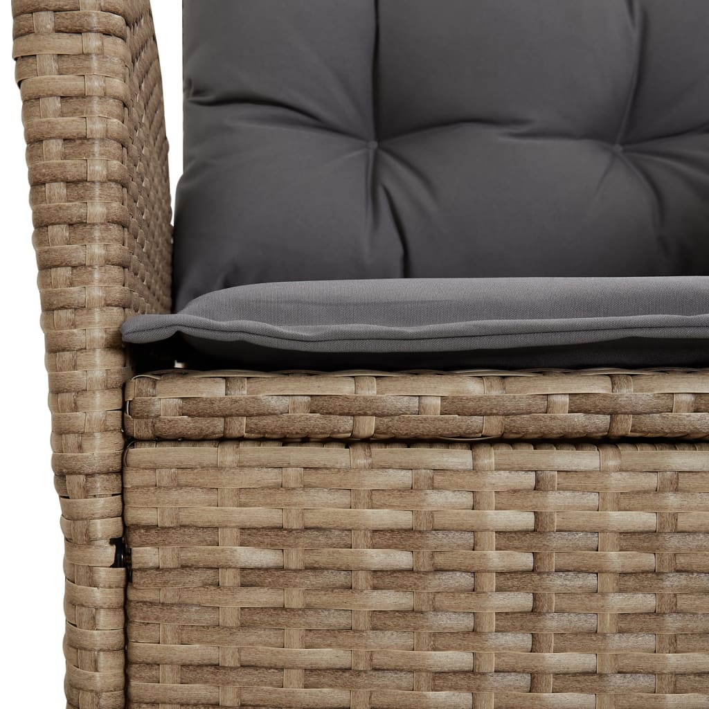Gartensessel Verstellbar mit Kissen Schwarz Poly Rattan