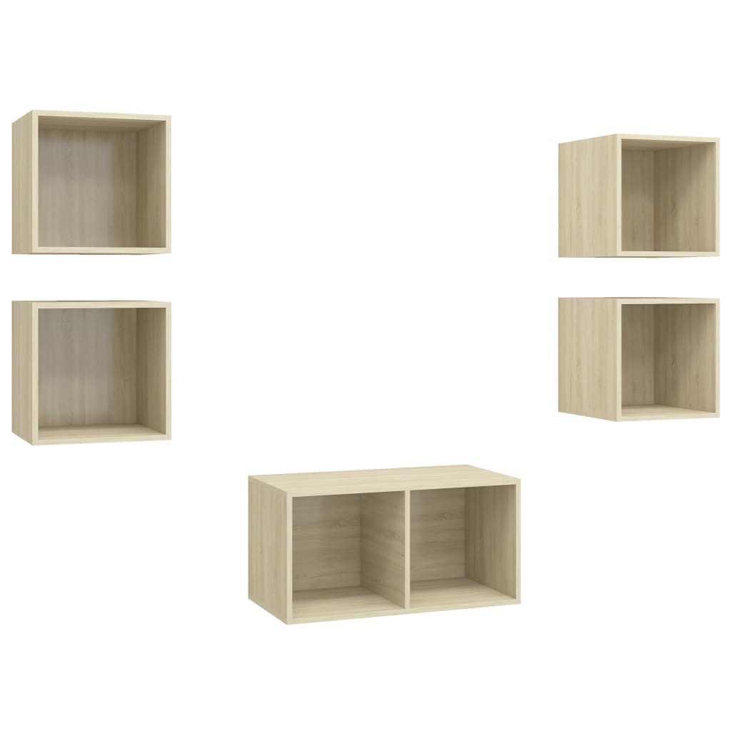 5-tlg. TV-Schrank-Set Grau Holzwerkstoff