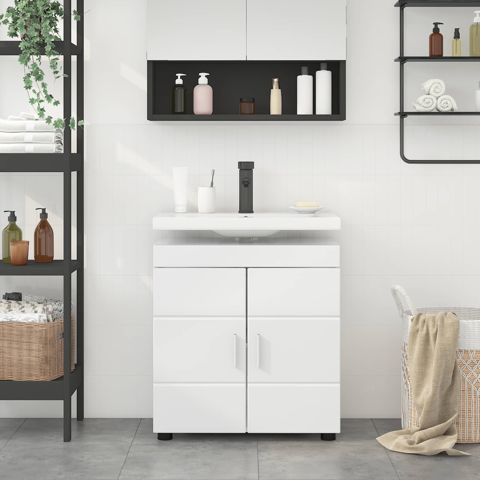 Badezimmermöbel-Set TULUM 2 pcs Weiß 60 x 34 x 63 cm
