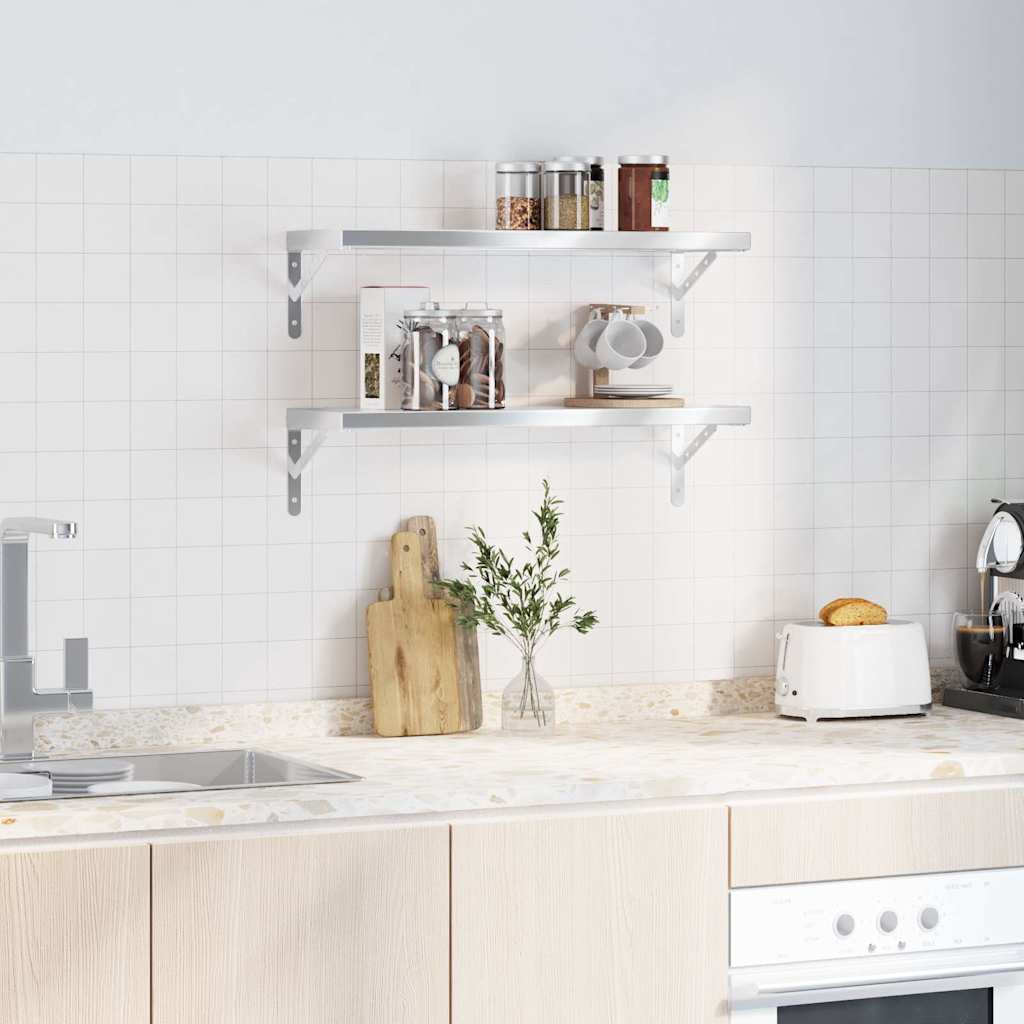 Wandregale 2 Stk. 100x40 cm Silbern Edelstahl