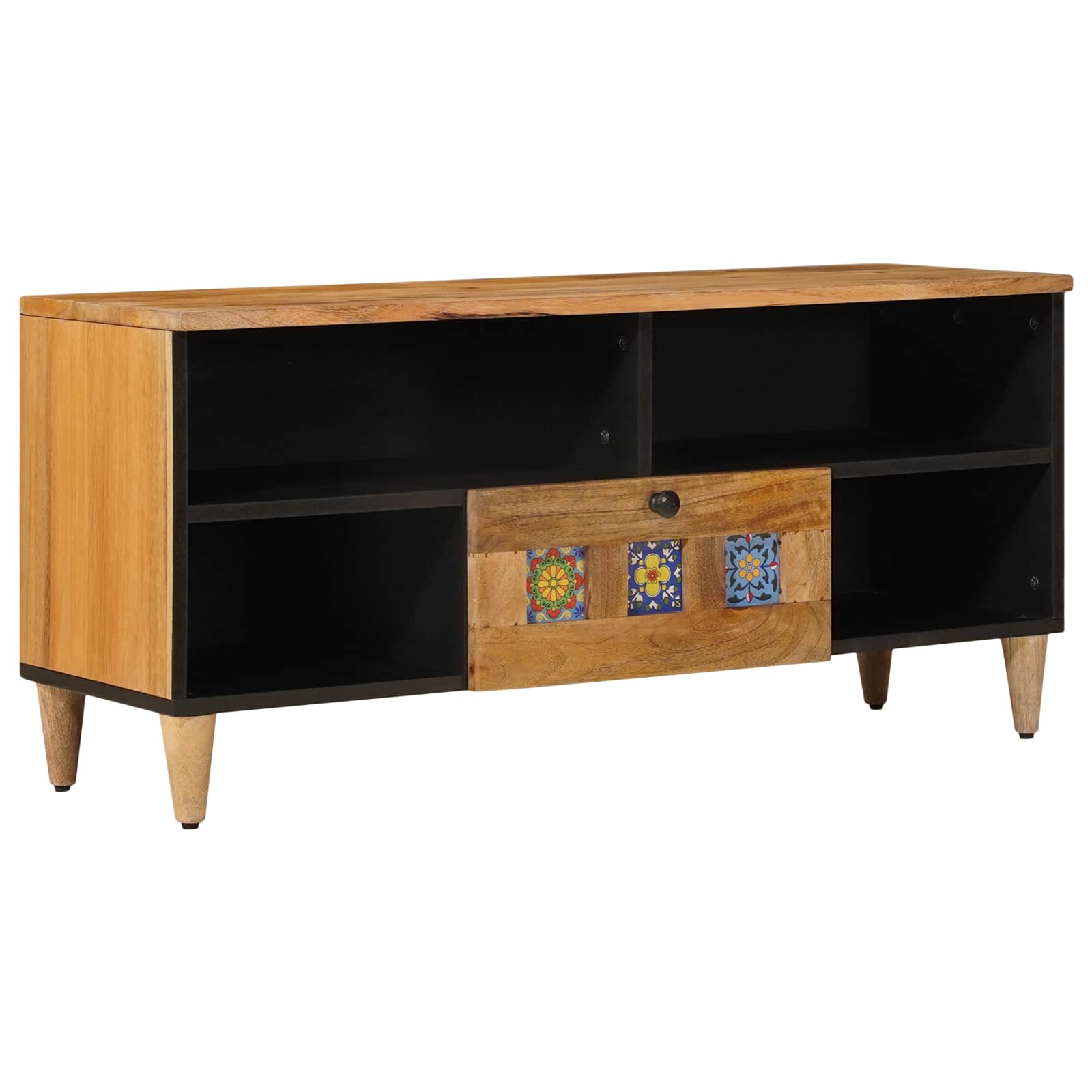 TV-Schränk mit Regal Walnuss 100 x 33 x 46 cm Massivholz Mango