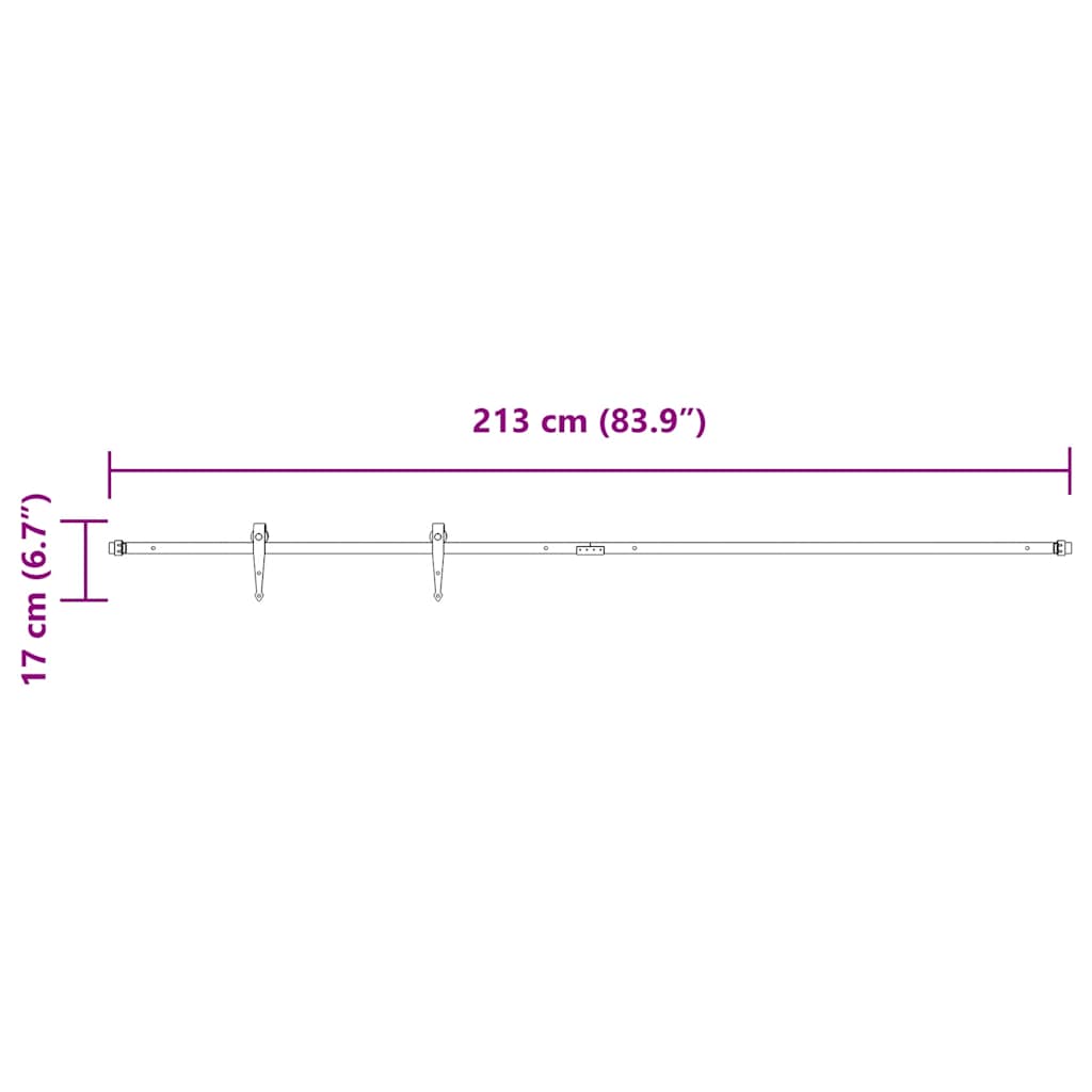 Mini Schiebetürbeschlag Set für Schranktüren 122 cm Carbonstahl