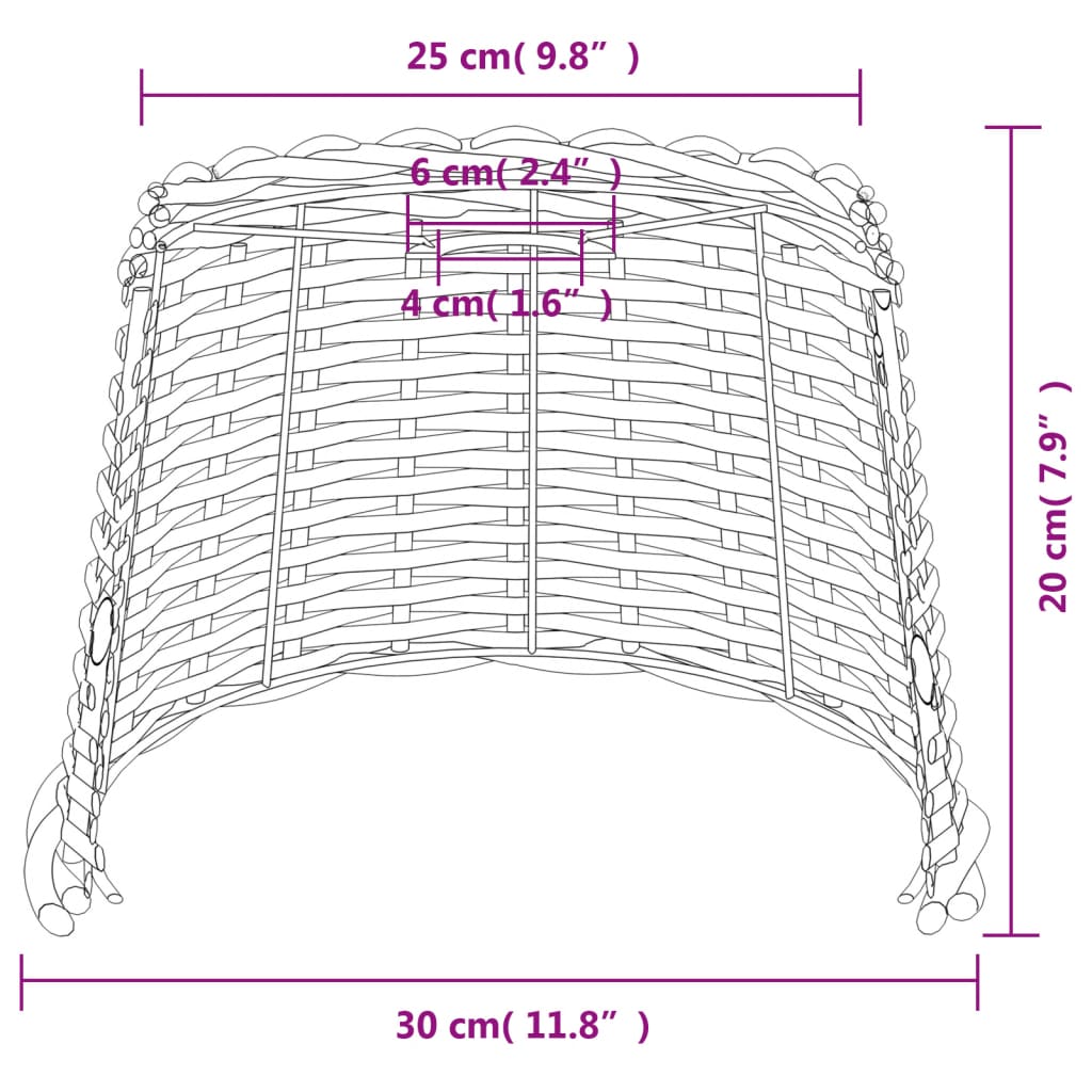 Lampenschirm Weiß Ø15x12 cm Korbweide