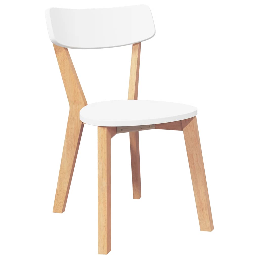 Esszimmerstühle 2 Stk. Weiß Massivholz Gummibaum