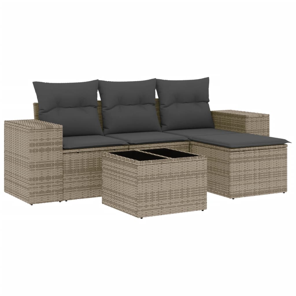 4-tlg. Garten-Sofagarnitur mit Kissen Schwarz Poly Rattan