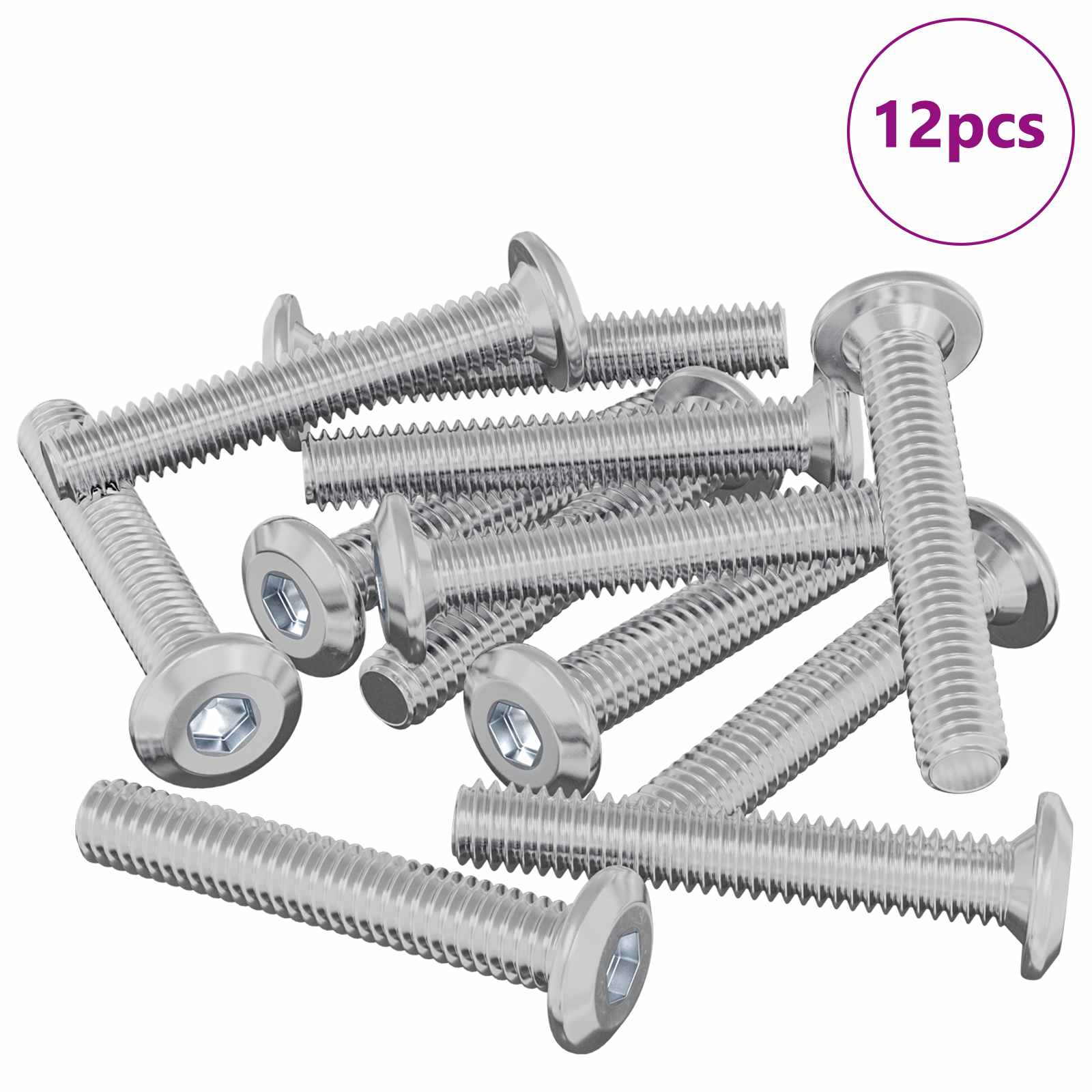 Kopf-Sicherungsschraube 2 pcs Silber M6 x 15 mm Stahl