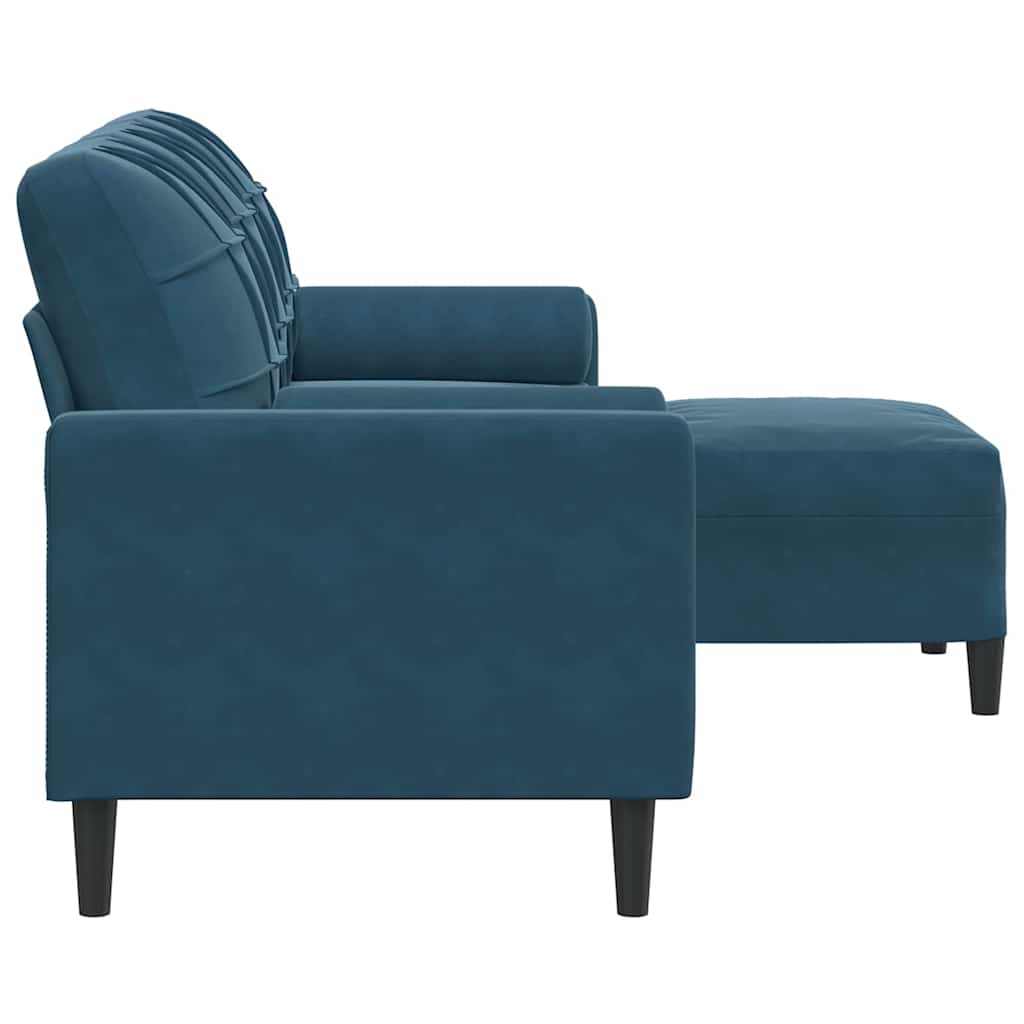 3-Sitzer-Sofa mit Hocker Hellgrau 180 cm Samt