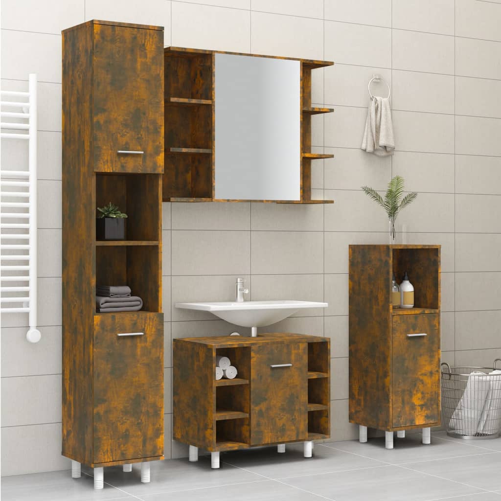 Badezimmerschrank Weiß 30x30x179 cm Holzwerkstoff