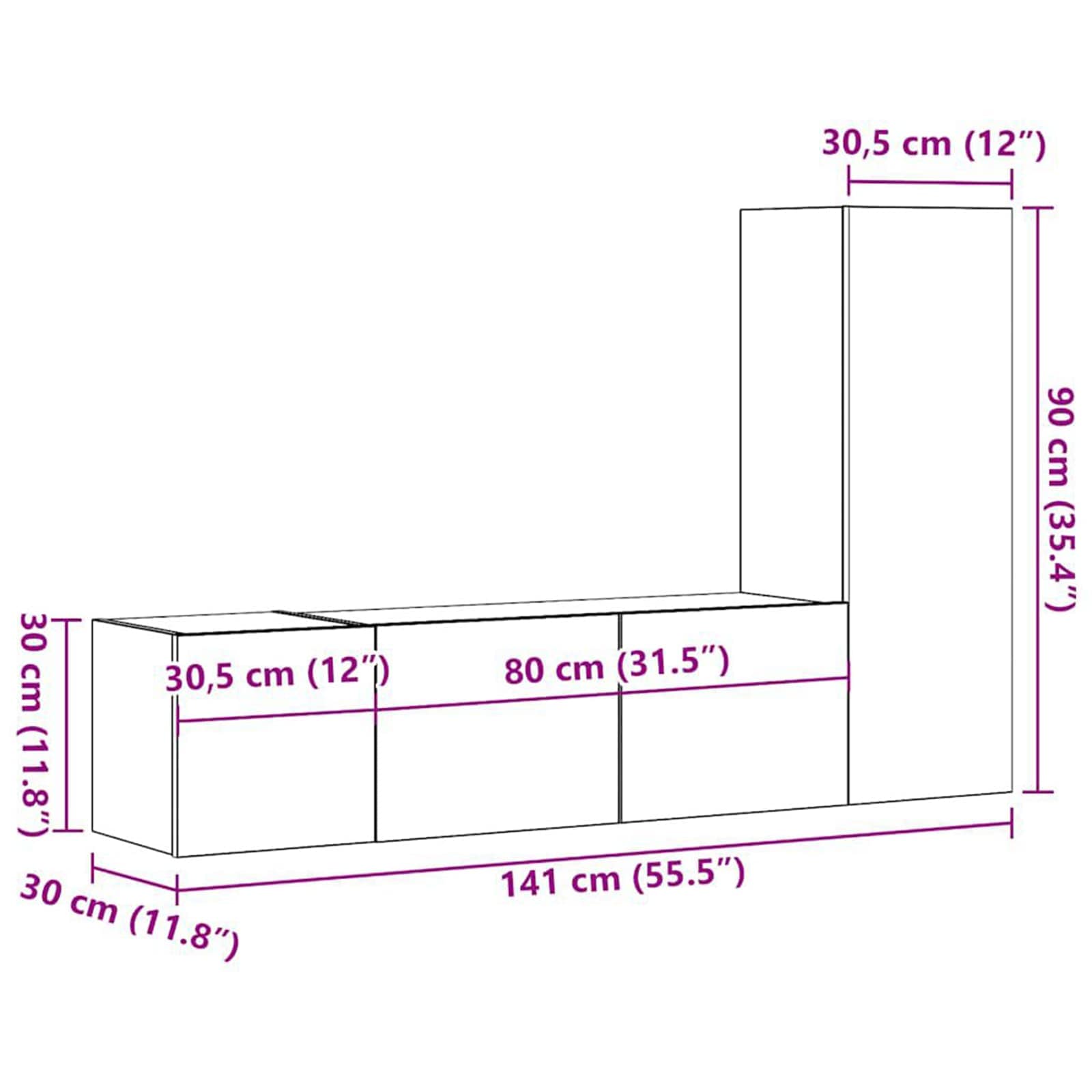 5-tlg. TV-Schrank-Set Weiß Holzwerkstoff