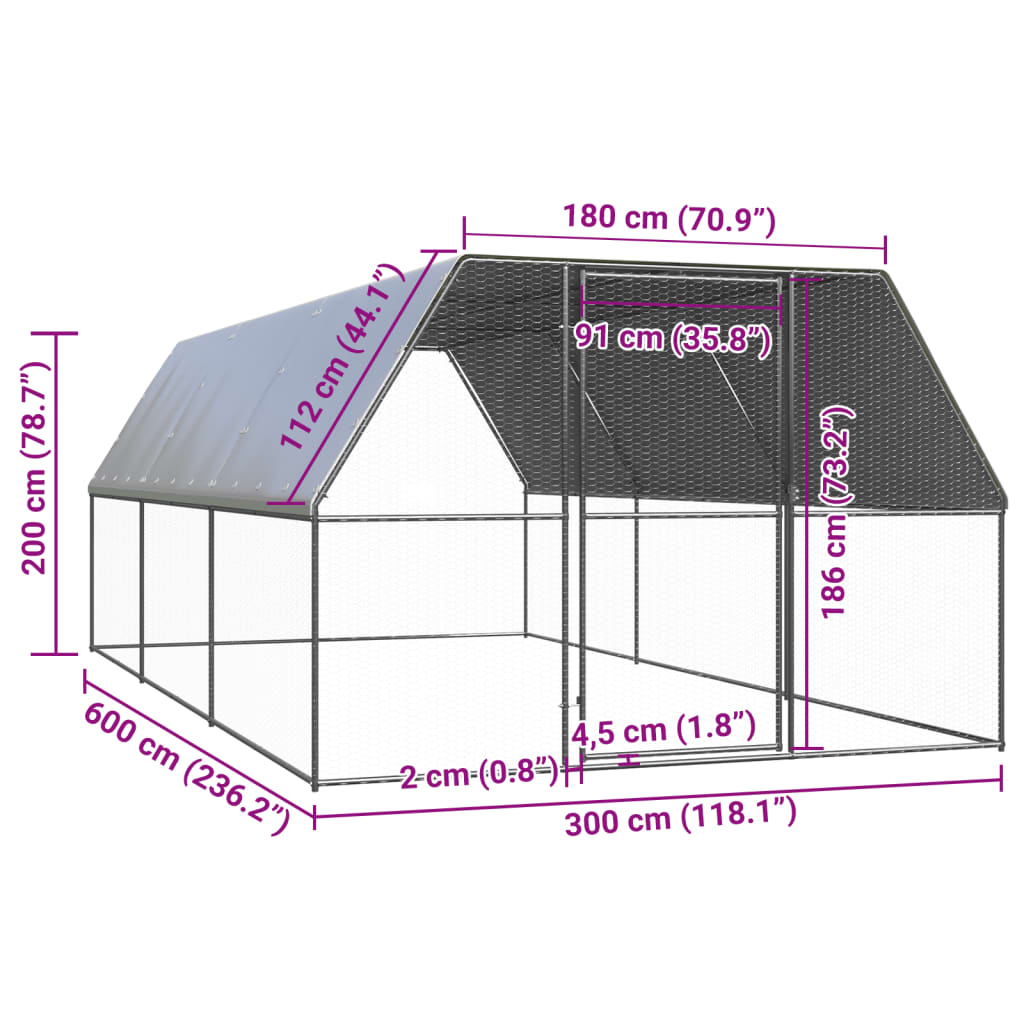 Outdoor-Hühnerkäfig 2x4x2 m Verzinkter Stahl