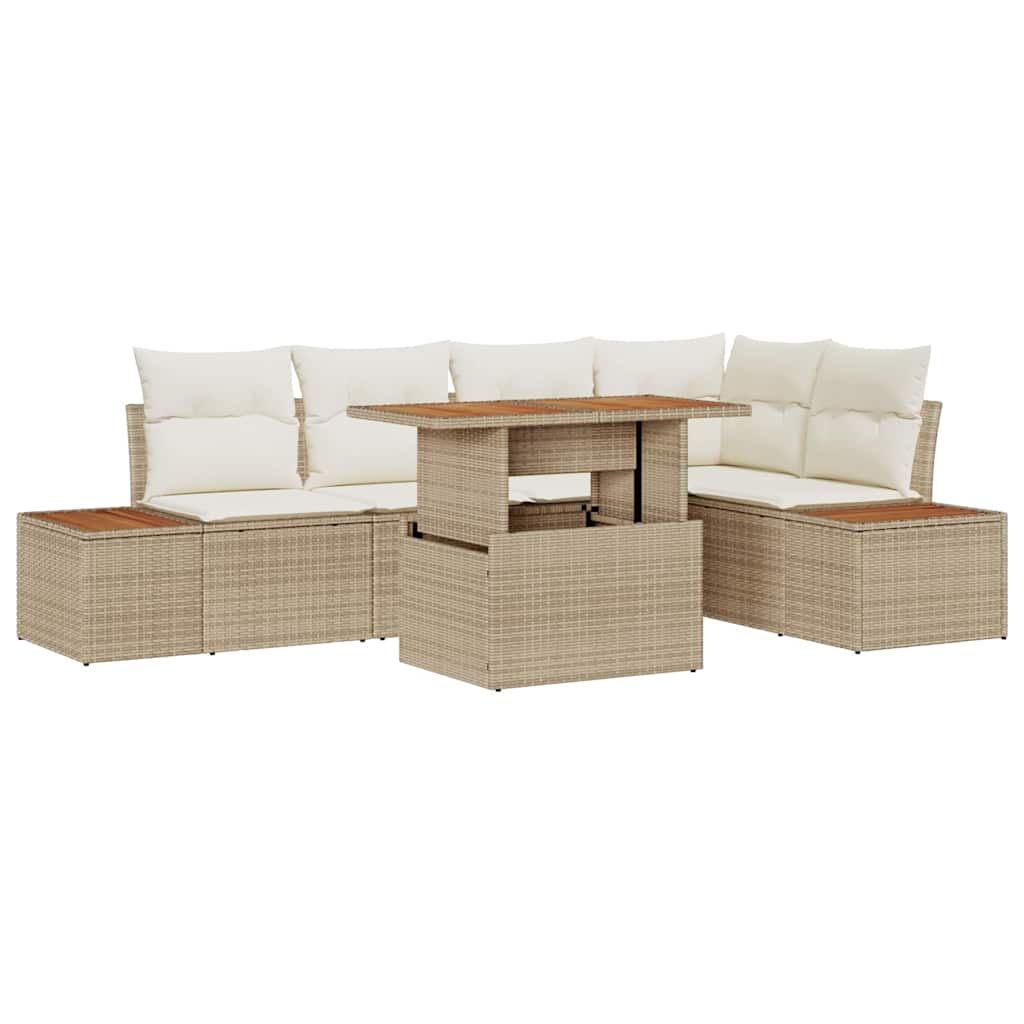 Garten Essgruppe mit Kissen 6 pcs Schwarz und Beige