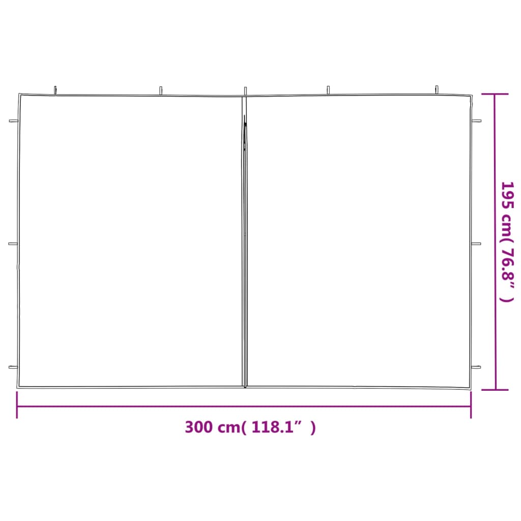 Party Zelt Seitenteil 2 pcs Rot 300 x 195 cm PE und Stahl