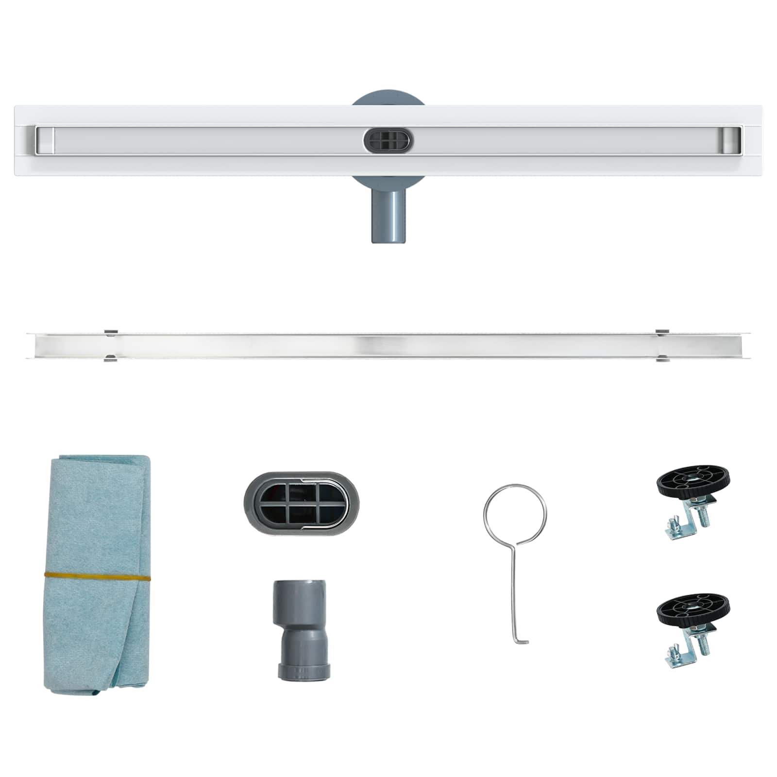 360° Duschablauf mit slim Modell Silber 50 cm Edelstahl 304