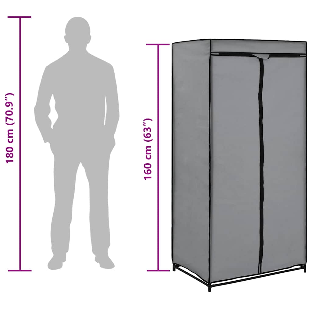 Kleiderschrank Schwarz 75×50×160 cm