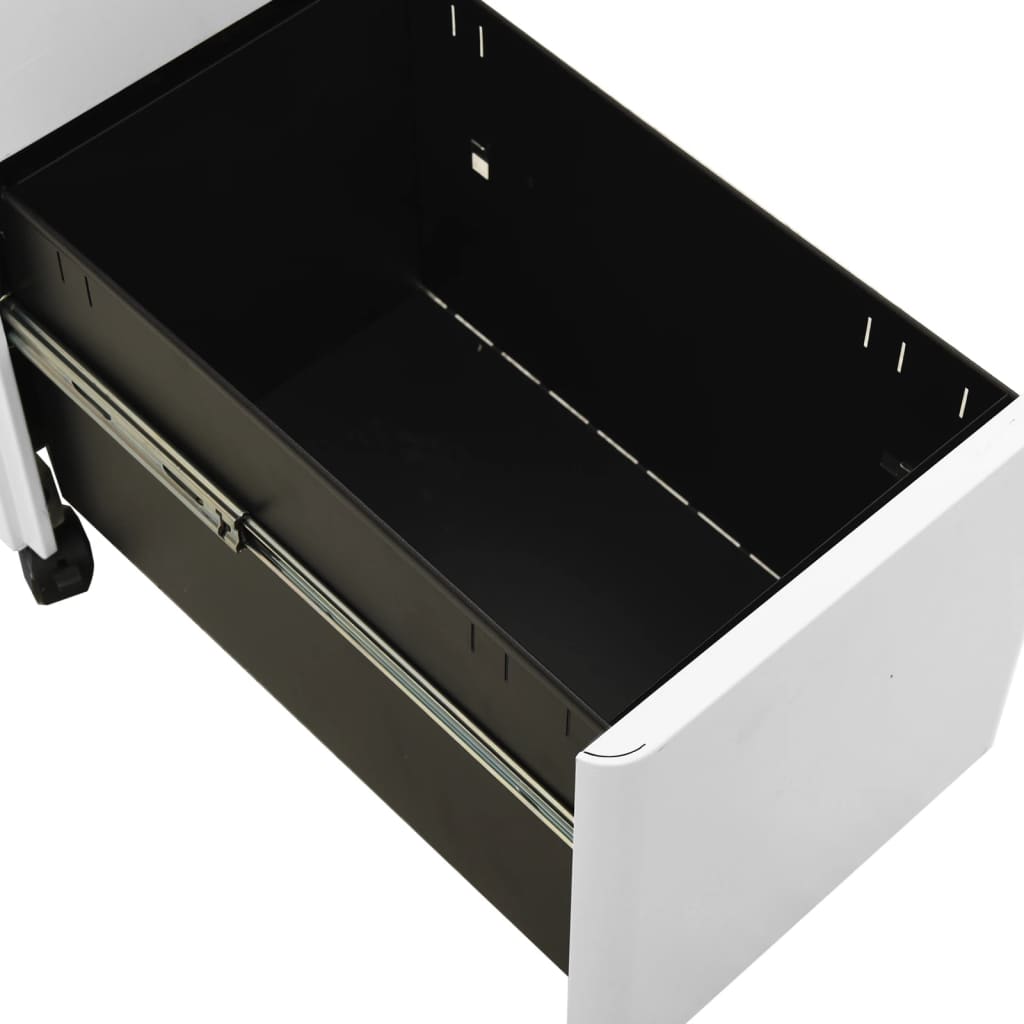 Aktenschrank mit Rollen Weiß 30x45x59 cm Stahl