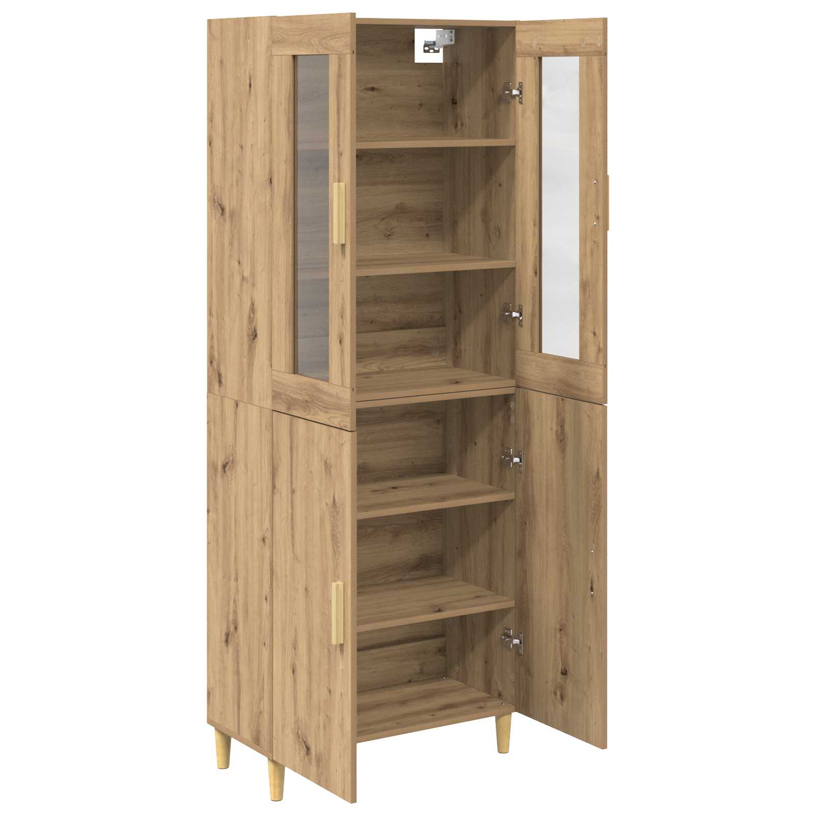 Highboard Altholz 69,5 x 34 x 180 cm Engineered Wood und Glas