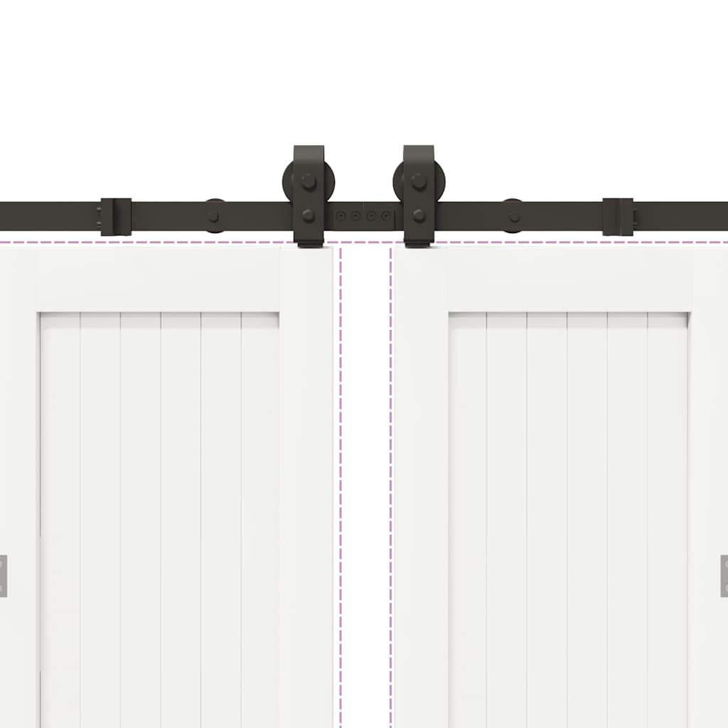 Schiebetürbeschlag-Set 366 cm Stahl Schwarz
