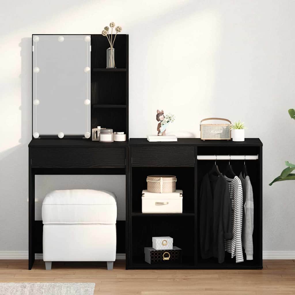 LED-Schminktisch mit Schrank Weiß Holzwerkstoff