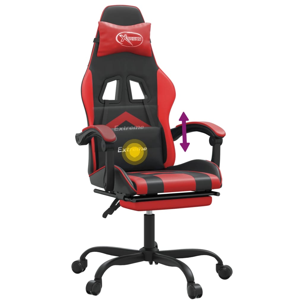 Gaming-Stuhl Drehbar Schwarz und Rot Kunstleder