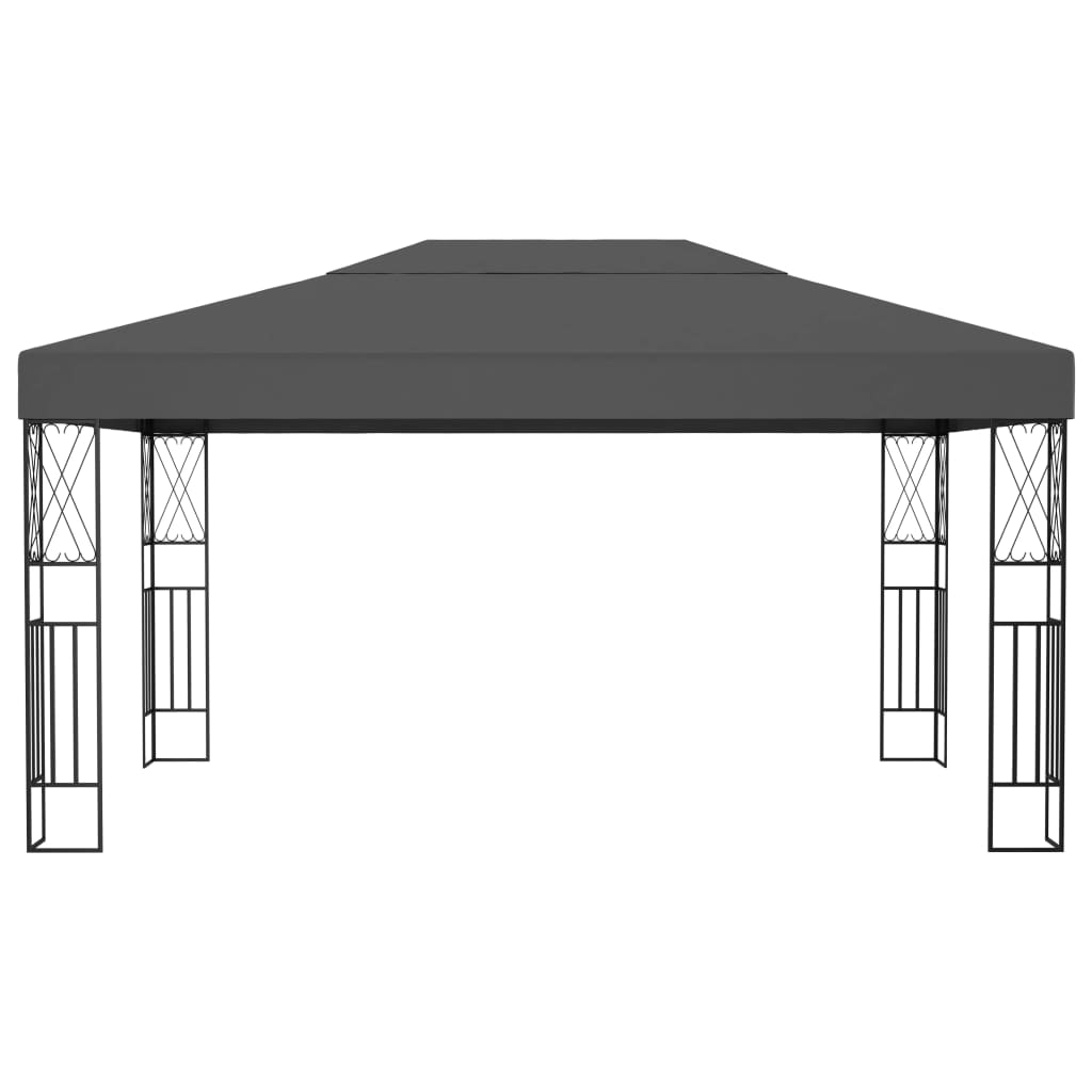 Pavillon mit LED-Lichterkette 3x3 m Creme Stoff