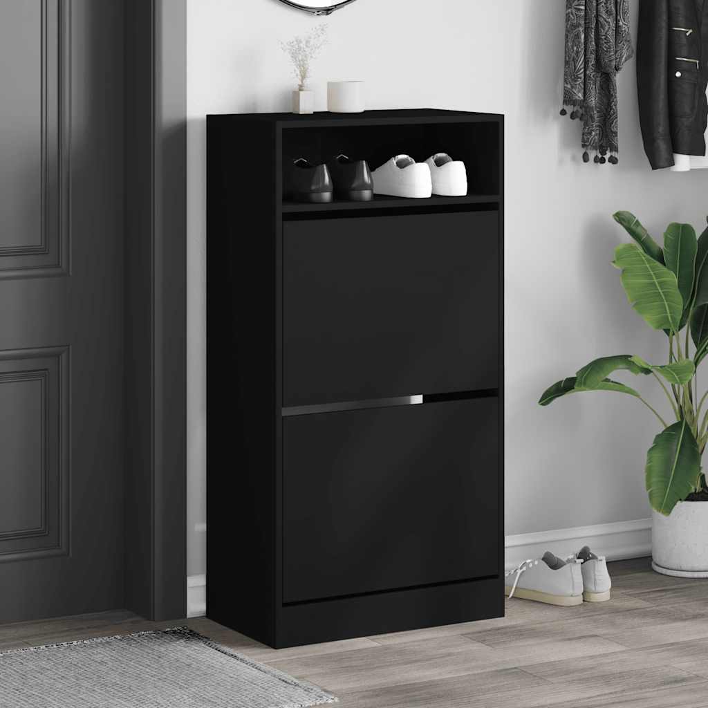 Schuhschrank mit 2 Klappen Weiß 80x34x116 cm