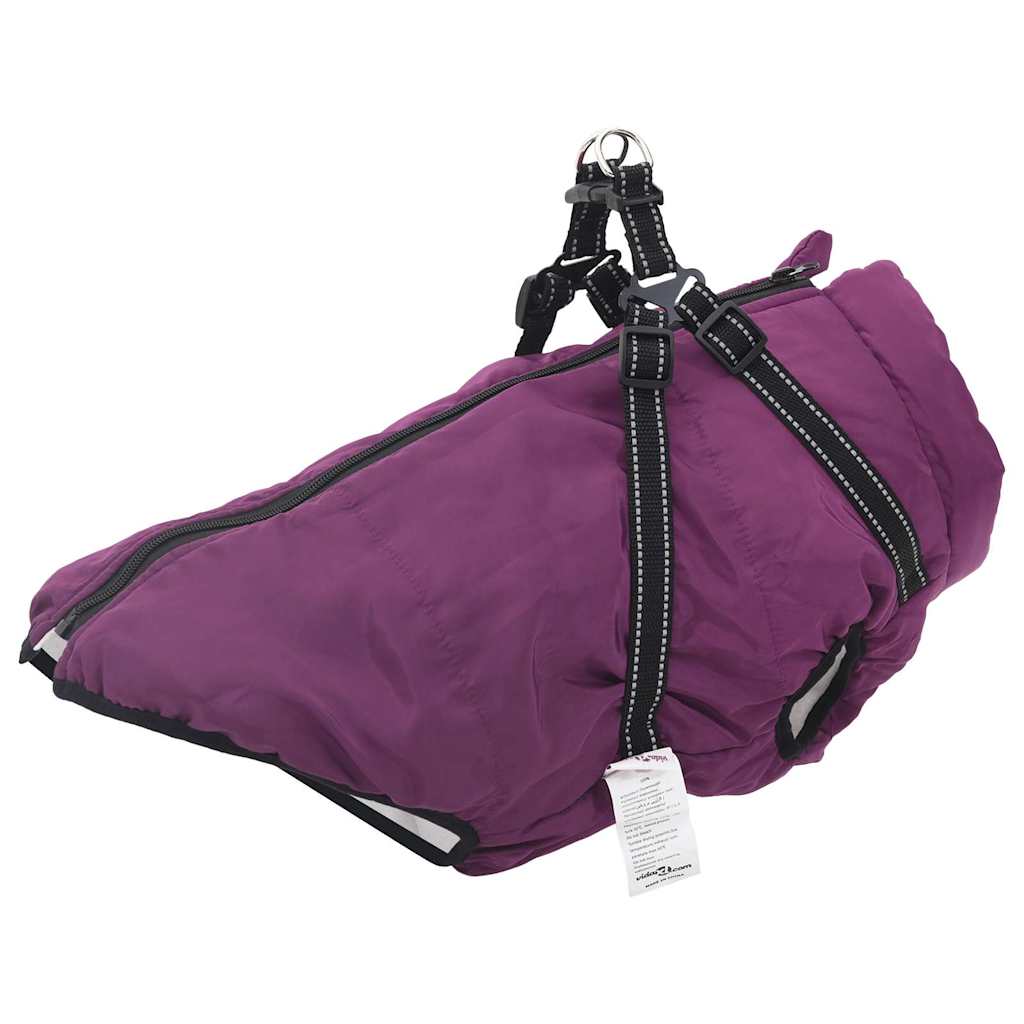 Hundemantel mit Geschirr Wasserdicht Reflektierend Lila L48