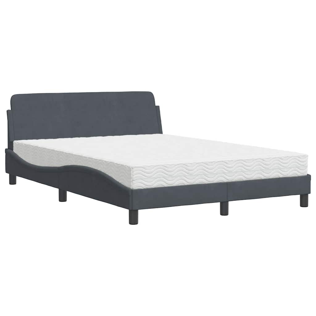 Bett mit Matratze "Dover" Hellgrau 80x200 cm Samt