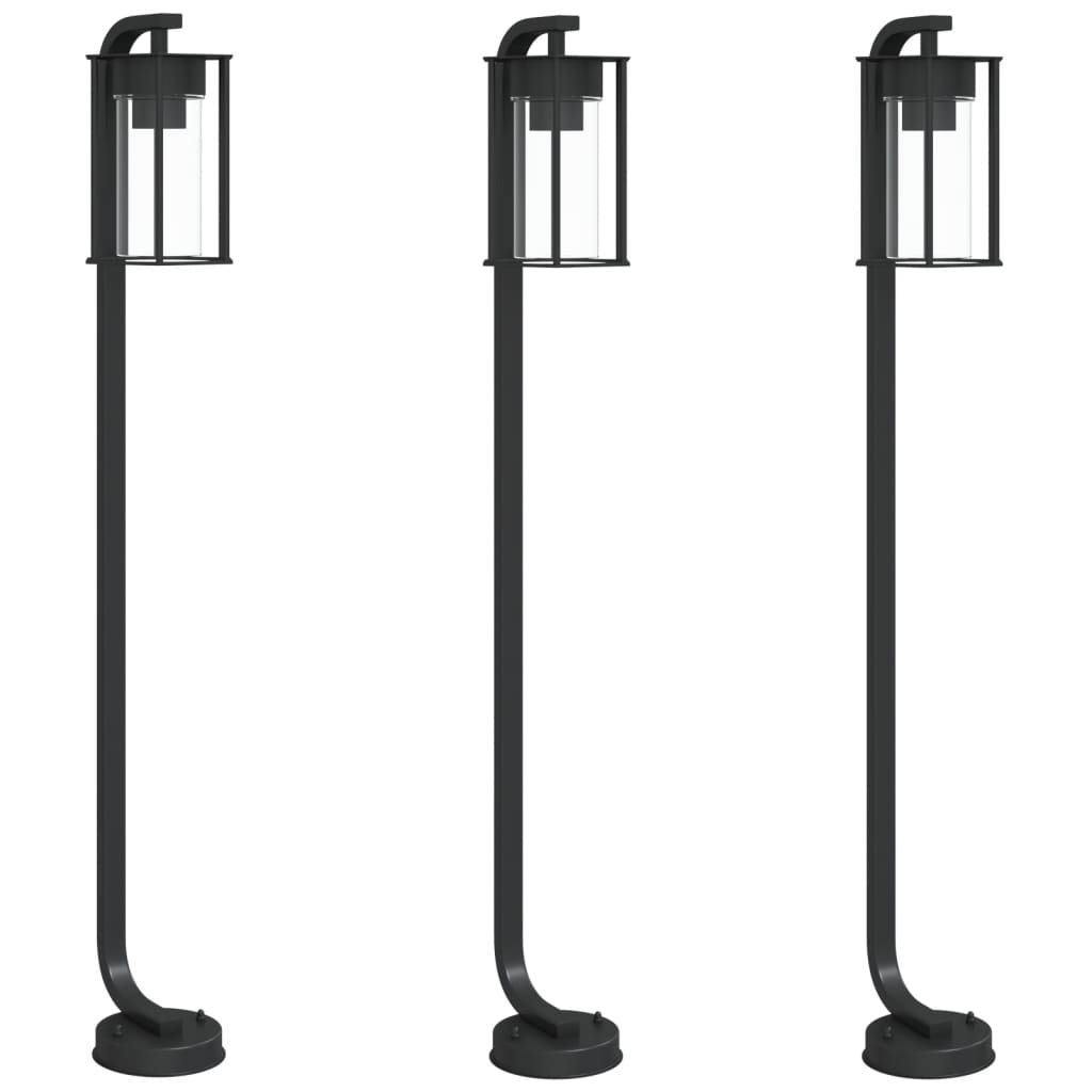 Wegeleuchten 3 Stk. Schwarz 60 cm Edelstahl