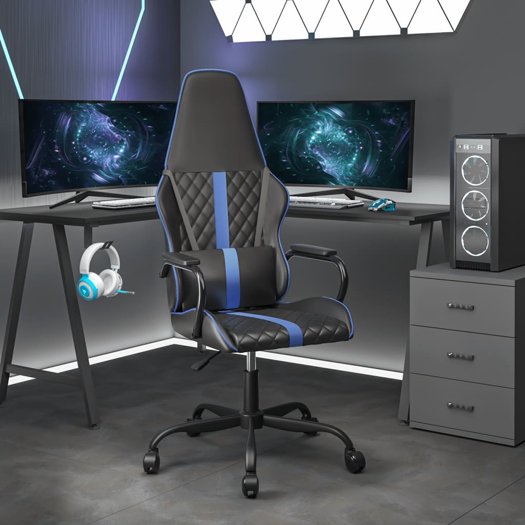 Gaming-Stuhl mit Massagefunktion Gold und Schwarz Kunstleder