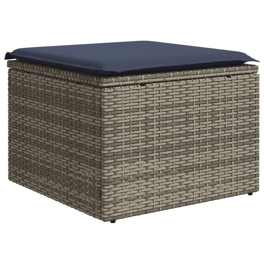 10-teiliges Gartensofa-Set mit Kissen, schwarzes Polyrattan