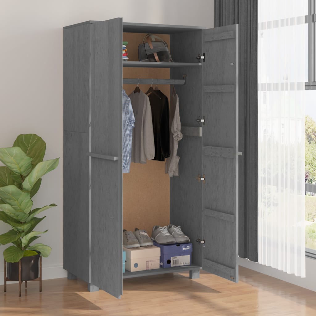Kleiderschrank HAMAR Honigbraun 89x50x180 cm Massivholz Kiefer
