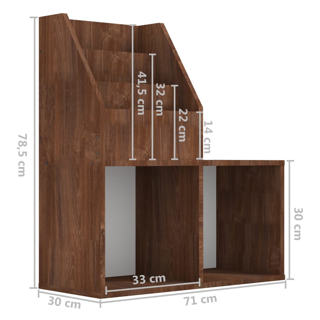 Kinder-Bücherregal Grau Sonoma-Eiche 71x30x78,5cm Holzwerkstoff