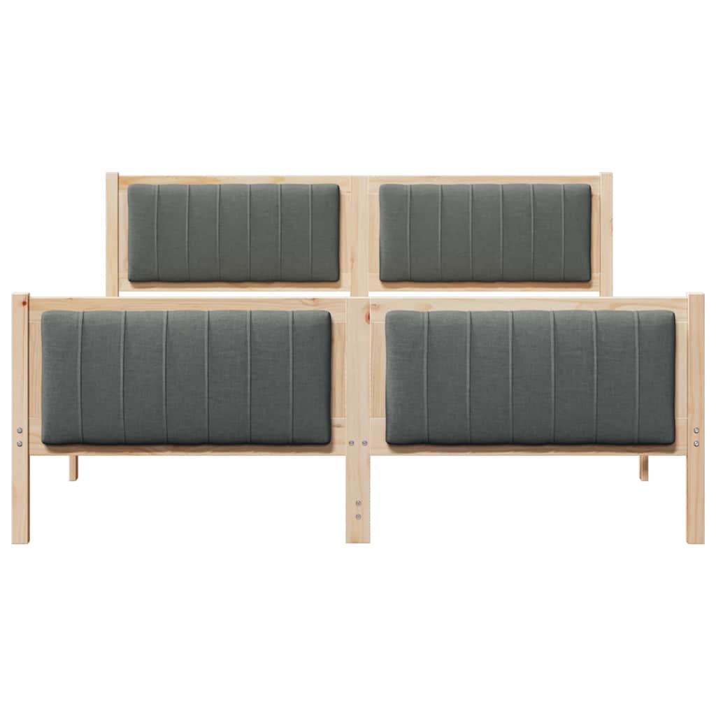 Bettgestell Braun und hellgrau 200 x 200 cm Massivholz Kiefer