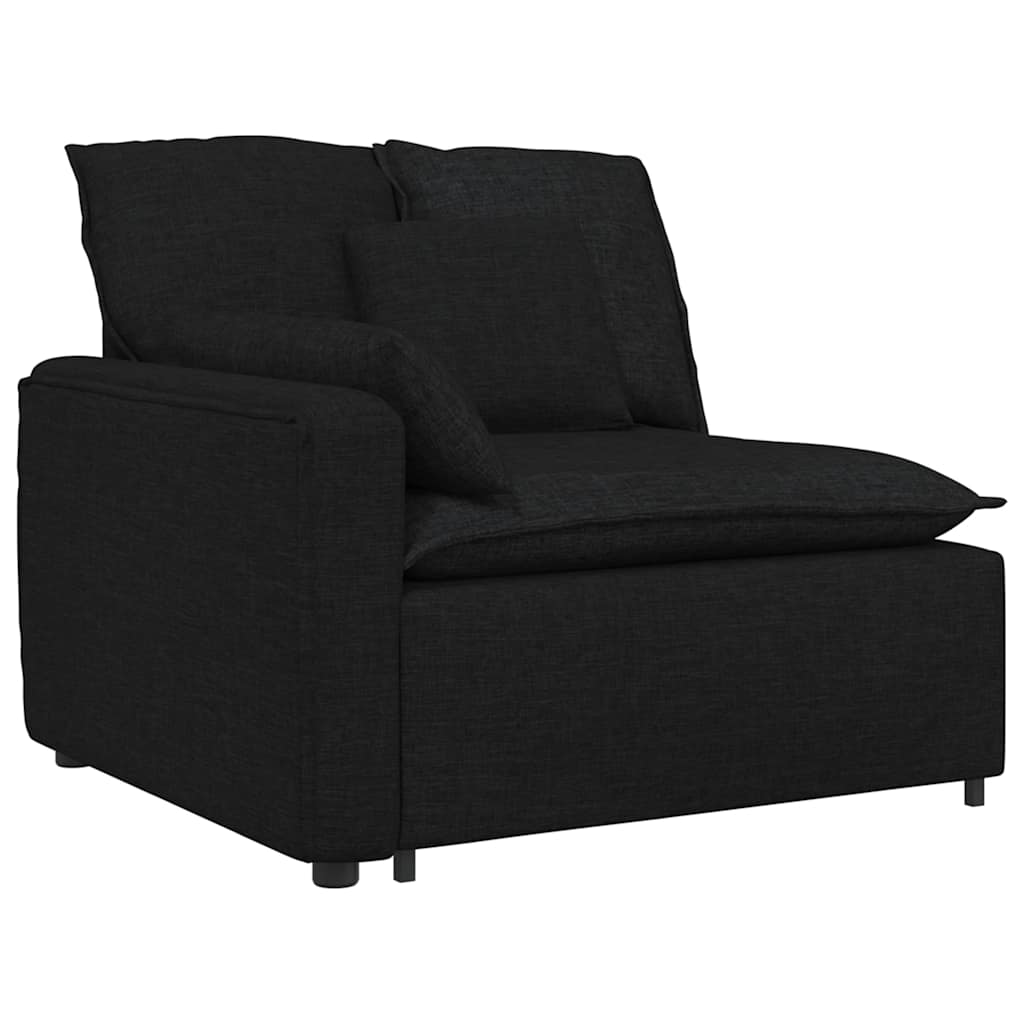 Modulares Sofa Endmodul mit Armlehne Kissen Hellgrau 100 cm
