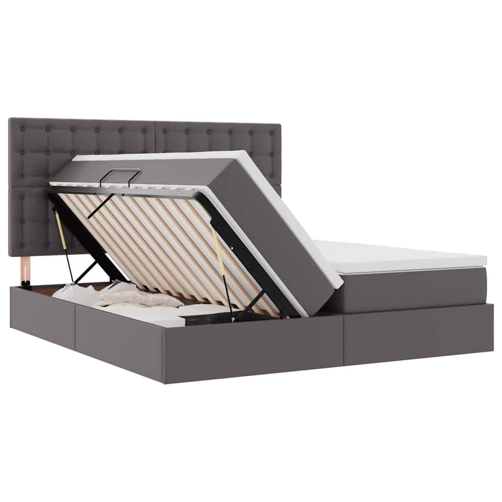 Bett mit Stauraum und LED Schwarz 180 x 200 cm Kunstleder