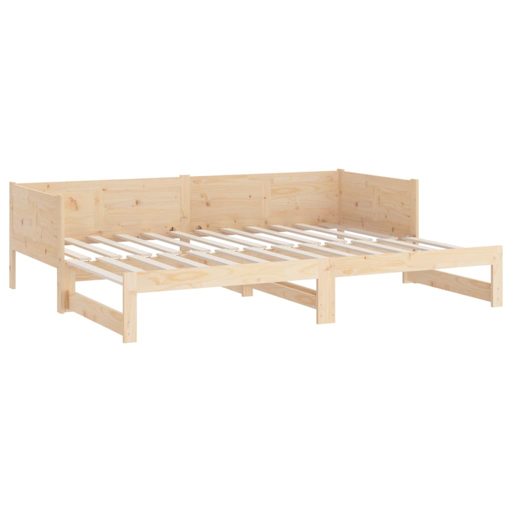 Ausziehbares Tagesbett Natur 180 x 200 cm Massives Kiefernholz