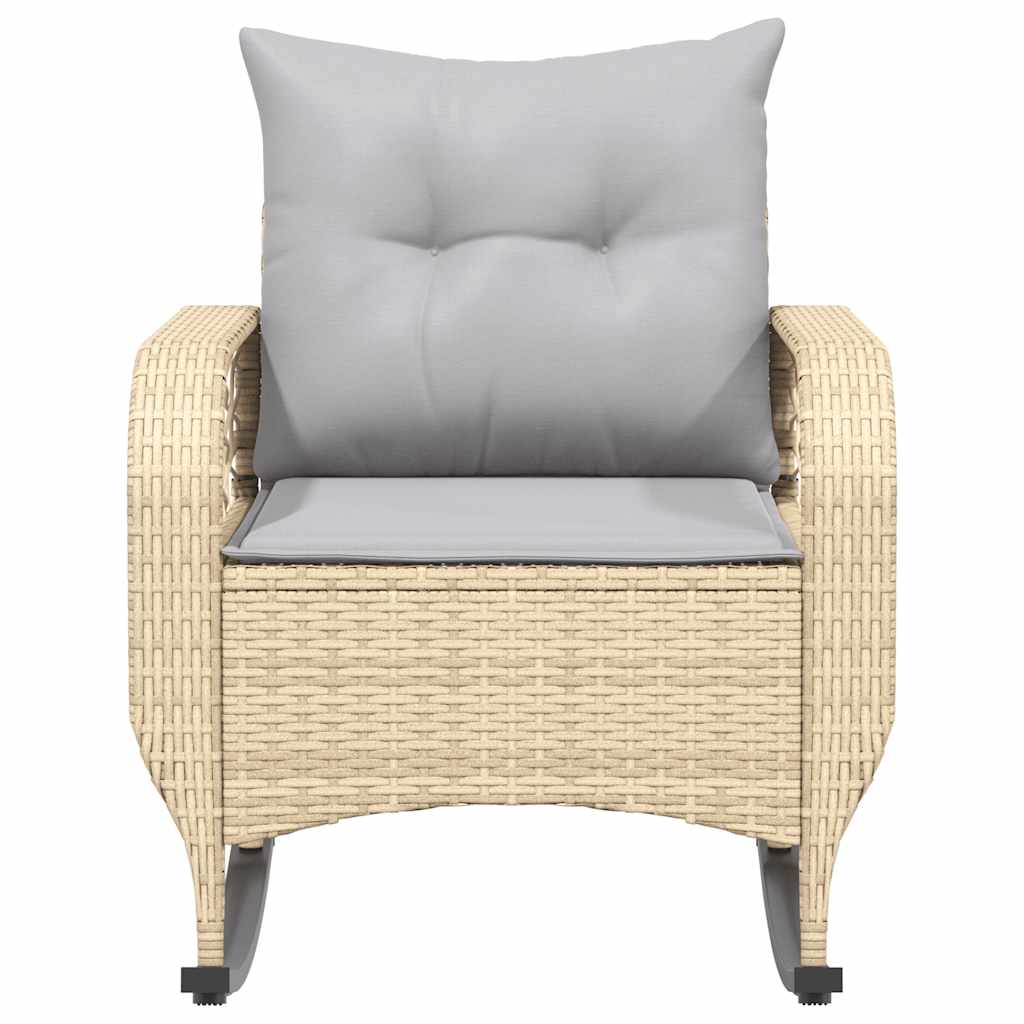 Garten-Schaukelstuhl mit Kissen Schwarz Poly Rattan