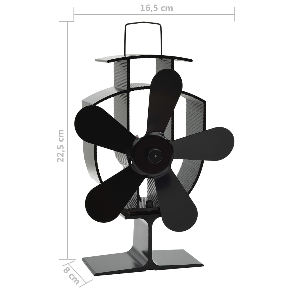 Ofenventilator Wärmebetrieben 2 Blätter Schwarz