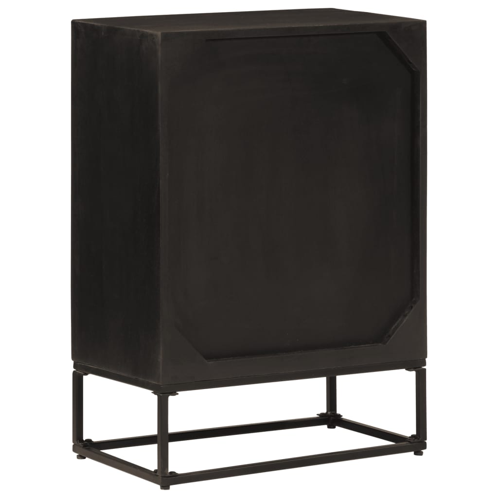 Nachttisch Schwarz 40x30x50 cm Massivholz Mango und Eisen