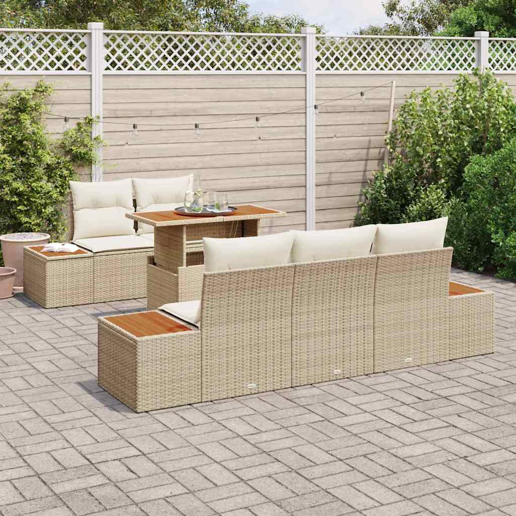 Garten Essgruppe mit Kissen 6 pcs Schwarz und Beige