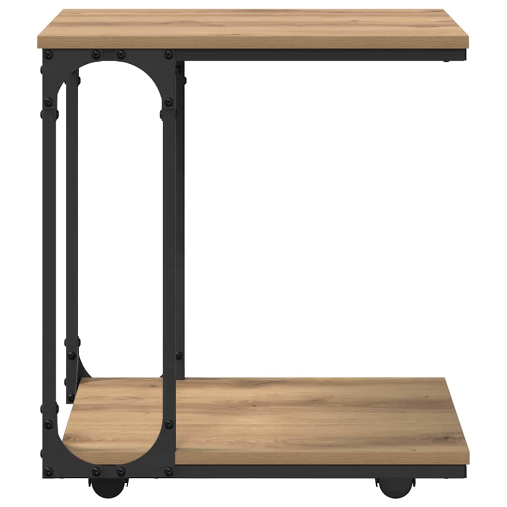 Beistelltisch mit Rollen Schwarz 50x35x55,5 cm Holzwerkstoff