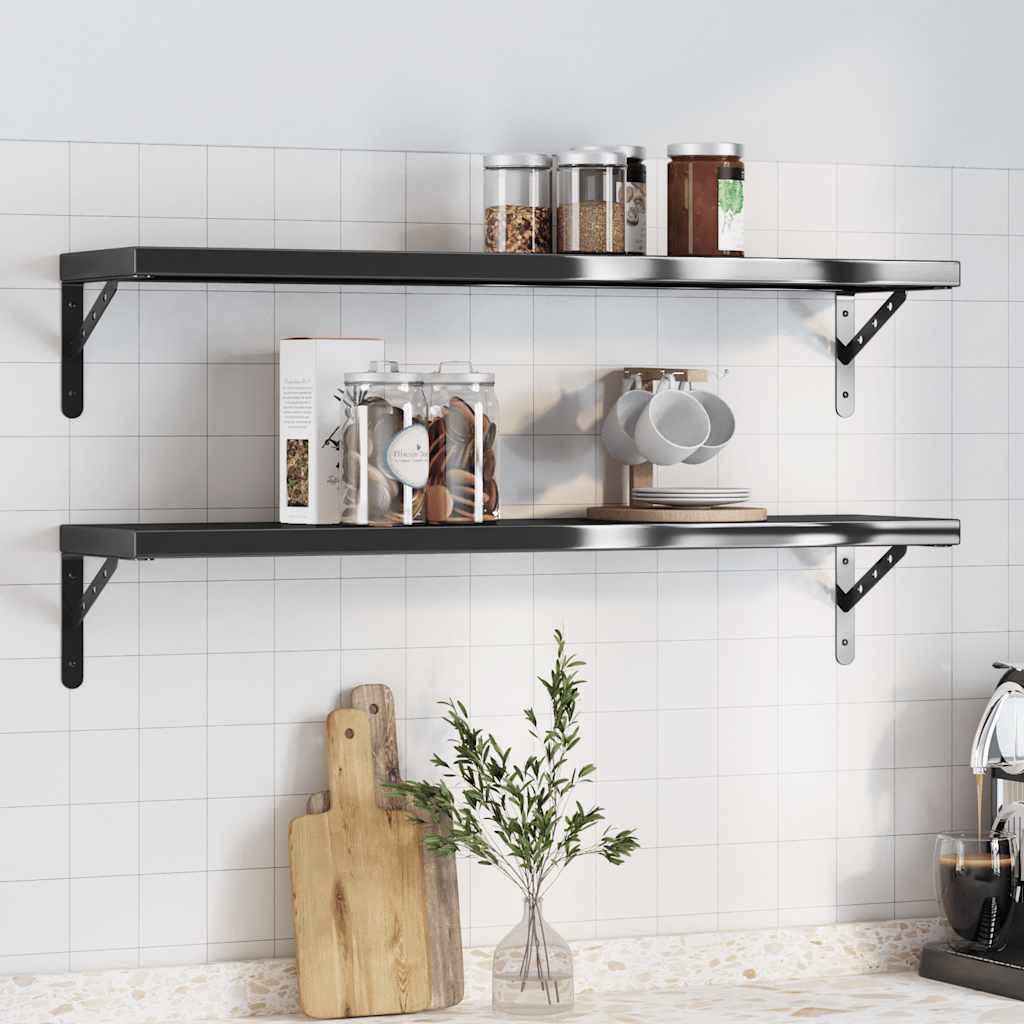 Wandregale 2 Stk. 100x40 cm Silbern Edelstahl
