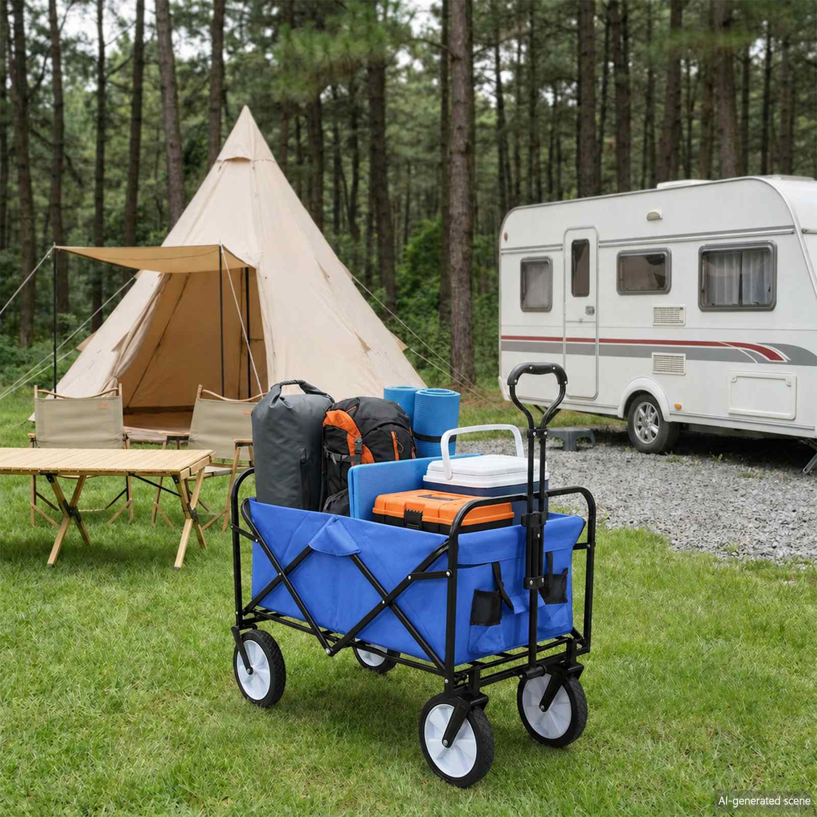 Klapp-Handwagen Grau 94 x 53 x 99 cm Oxford-Stoff