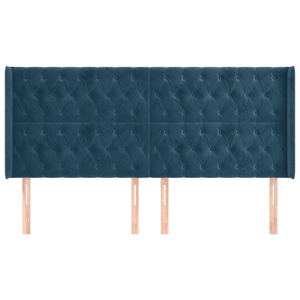 Kopfteil mit Ohren Dunkelblau 93x16x78/88 cm Samt