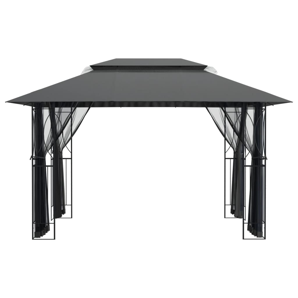 Pavillon mit Seitenwänden Anthrazit 300x300x270 cm Stahl